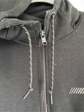American Eagle Outfitters Black Full-Zip Hoodie with Reflective Detail